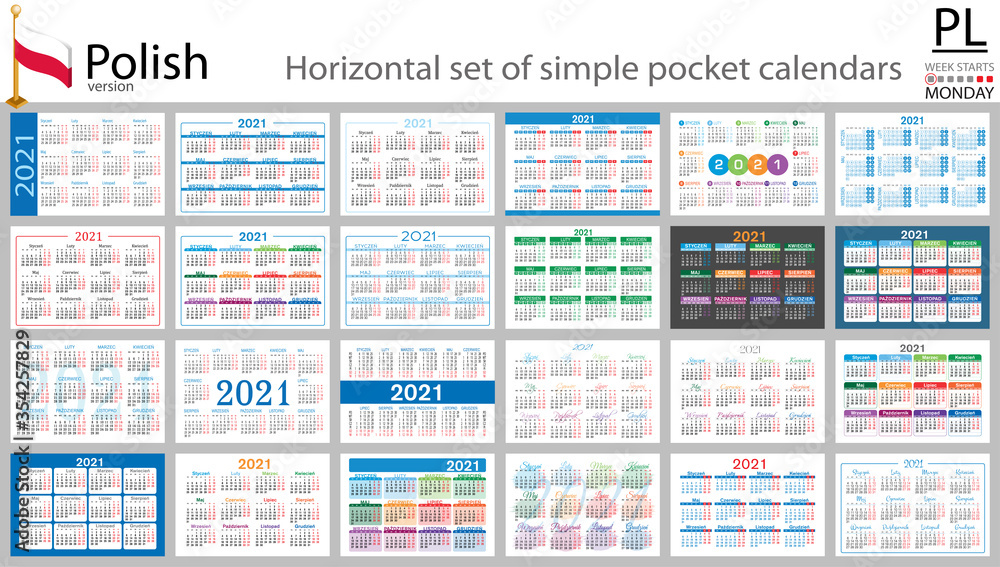 Polish horizontal pocket calendar for 2021 Polish horizontal pocket calendar for 2021