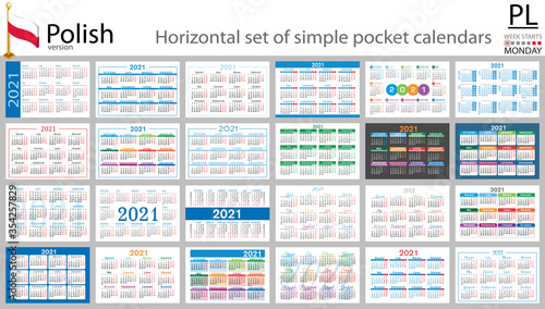 Polish horizontal pocket calendar for 2021