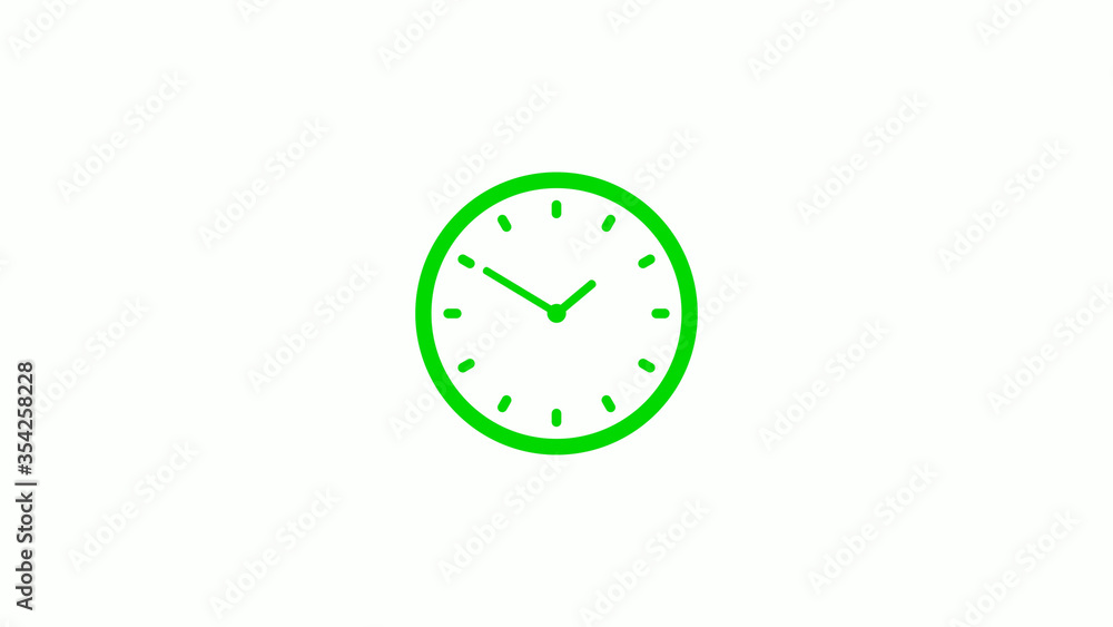New green clock icon,Counting down clock isolated on white background New green clock icon,Counting down clock isolated on white background
