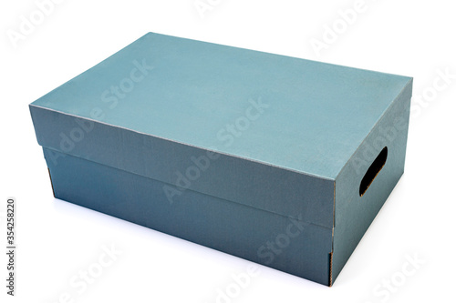 Gray clardboard box isolated on white background in clouding cliping path.