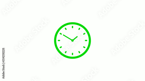 New green clock icon,Counting down clock isolated on white background