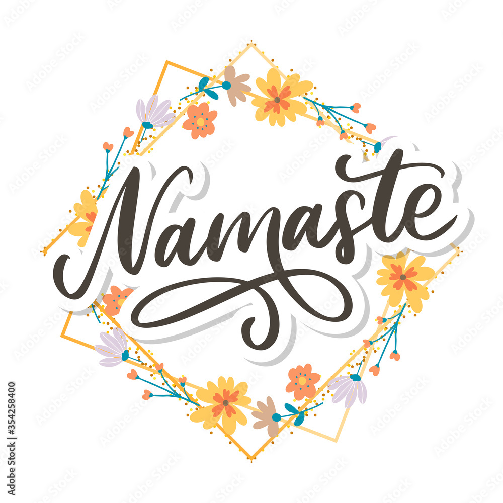 Hand drawn namaste card. Hello in hindi. Ink illustration. Hand drawn lettering background. Isolated on white background. Positive quote. Modern brush calligraphy. Hand drawn namaste card. Hello in hindi. Ink illustration. Hand drawn lettering background. Isolated on white background. Positive quote. Modern brush calligraphy.