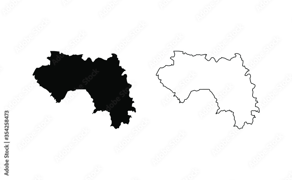 Fototapeta premium Guinea map silhouette line country Africa map illustration vector outline African isolated on white background