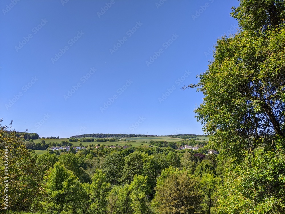 Rural scene with blue sky and greenery in rural Germany
