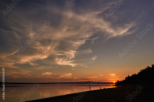 A sunset over a body of water