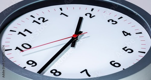 Wallpaper Mural Wall clock show the running time. Time lapse on a modern wall clock.  Close up to a wall clock, with running time pointer. Sun and sky reflecting in the watch during the time passing by Torontodigital.ca