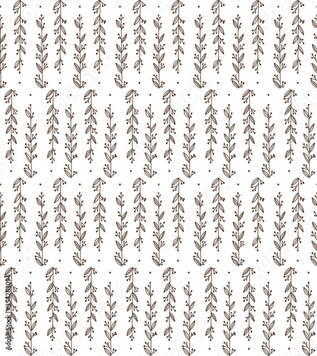  Seamless pattern with branches. Plant texture for fabric, wrapping, wallpaper and paper. Decorative print.