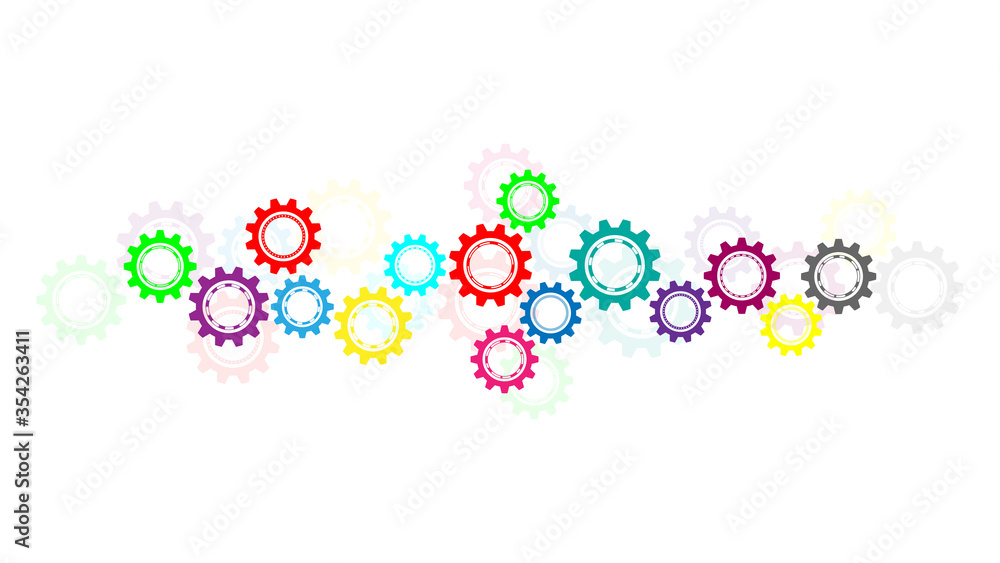 Cogs and gear wheel mechanisms. Hi-tech digital technology and engineering. Abstract technical background.