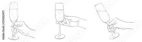 hands with glass of champagne