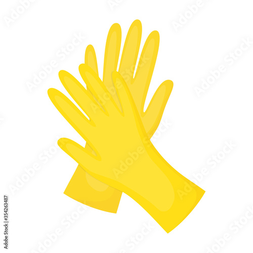 cleaning gloves isolated on white, vector illustration