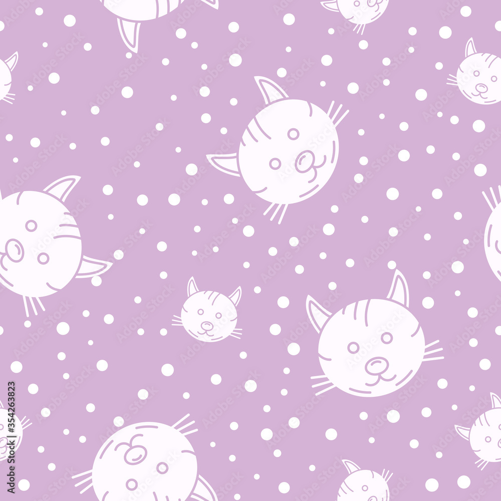 Wrapping paper - Seamless pattern of symbols cat for vector graphic design