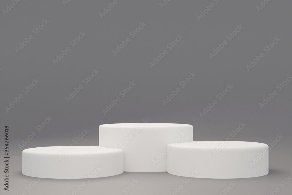 step cylinder podiums on grey background. Abstract minimal scene with geometrical. Modern pedestal show cosmetic products presentation. Mock up design empty space. studio platform template. 3d render step cylinder podiums on grey background. Abstract minimal scene with geometrical. Modern pedestal show cosmetic products presentation. Mock up design empty space. studio platform template. 3d render