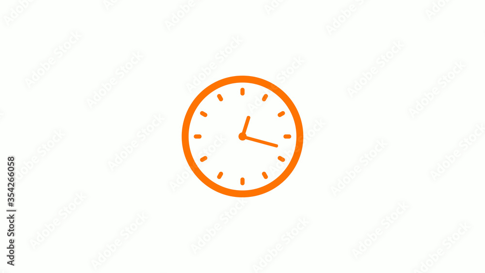 New orange clock icon,Counting down clock isolated on white background New orange clock icon,Counting down clock isolated on white background