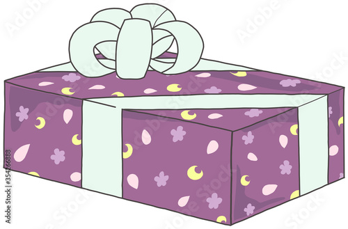 illustration of gift packaging in lilac and pink colors