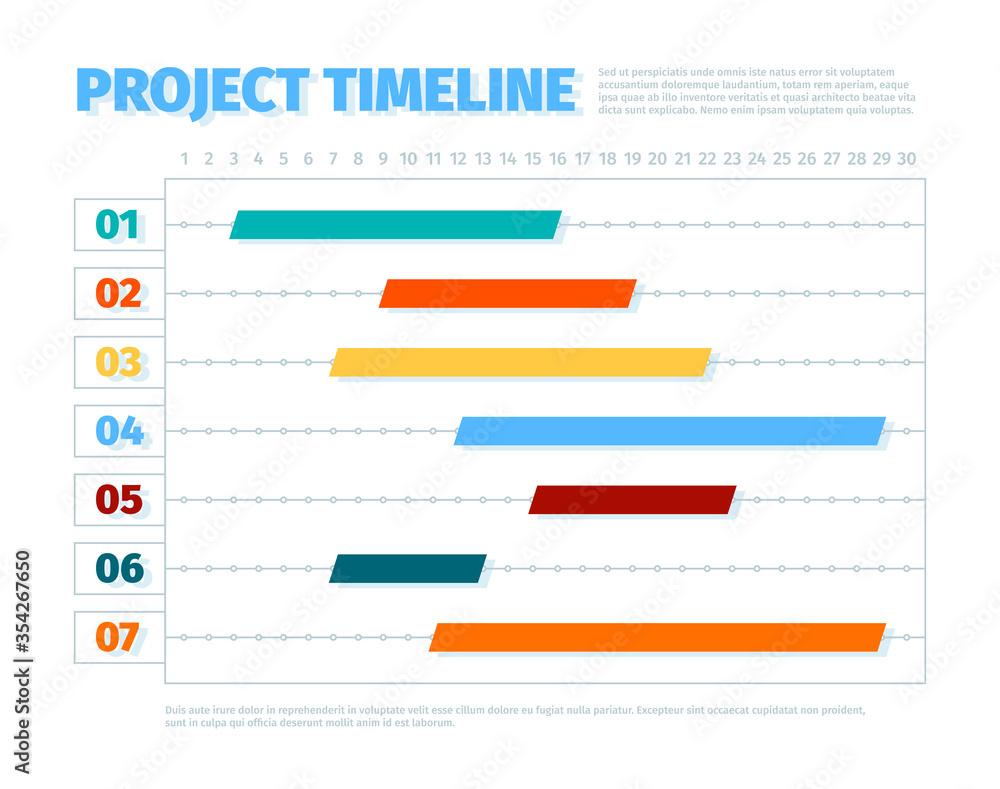 Project schedule. Agenda dates ui interface for project management timeline history business vector template. Presentation schedule agenda workflow, timeline graphic process illustration Project schedule. Agenda dates ui interface for project management timeline history business vector template. Presentation schedule agenda workflow, timeline graphic process illustration