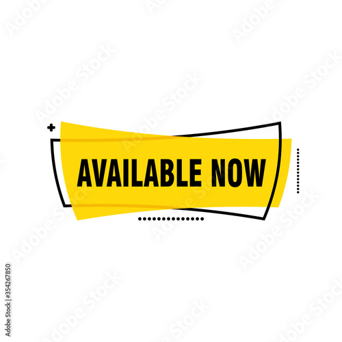 Available now label, badge, seal or burst flat vector icon for apps and websites