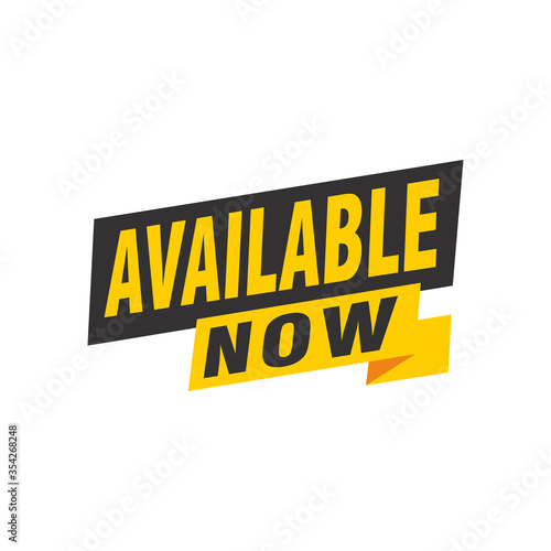 Available now label, badge, seal or burst flat vector icon for apps and websites