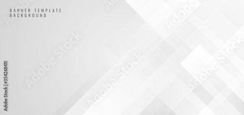 Banner web template abstract white square shape with futuristic concept background