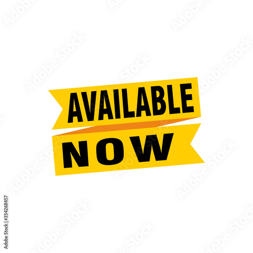 Available now label, badge, seal or burst flat vector icon for apps and websites