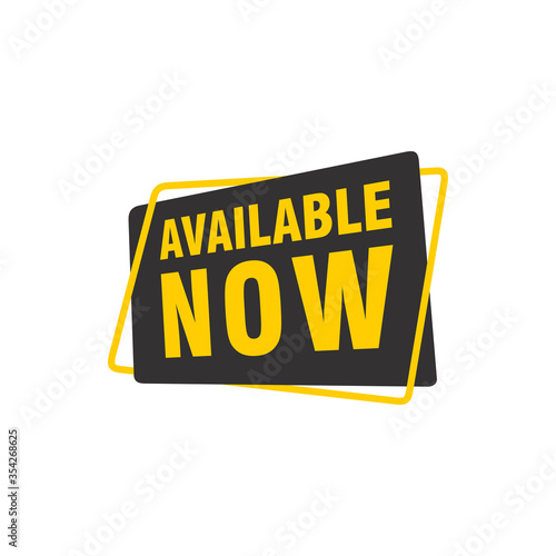 Available now label, badge, seal or burst flat vector icon for apps and websites