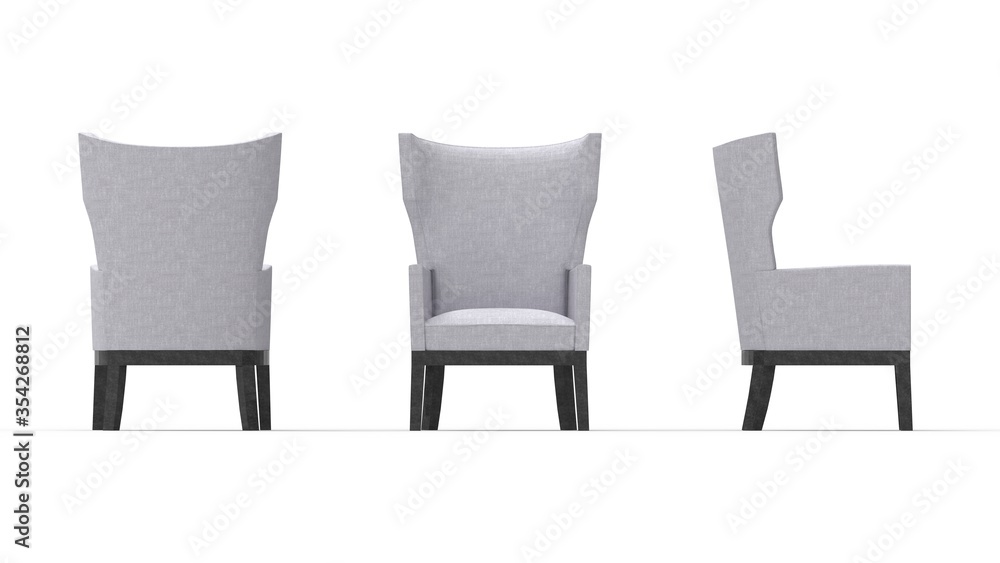 Fototapeta premium 3D rendering of a high chair armchair interior product seat