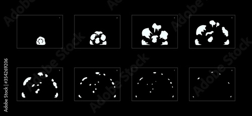 Explosion Smoke effect. Explosion Animation effect. Animation Sprite sheet for games, cartoon or animation. vector style animation effect 1121.