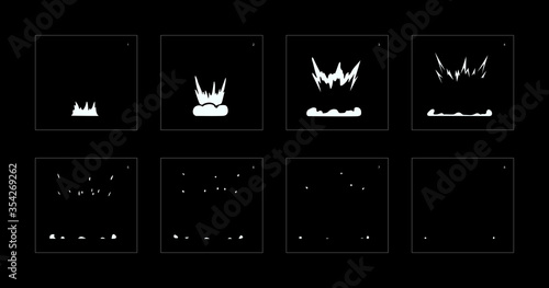 Explosion Smoke effect. Explosion Animation effect. Animation Sprite sheet for games, cartoon or animation. vector style animation effect 1127.