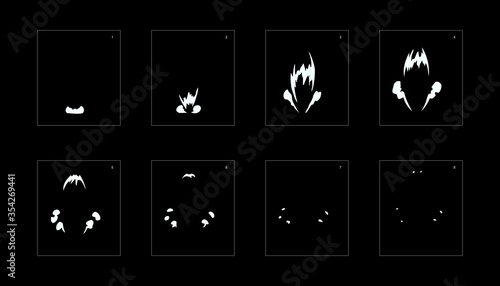 Explosion Smoke effect. Explosion Animation effect. Animation Sprite sheet for games, cartoon or animation. vector style animation effect 1145.