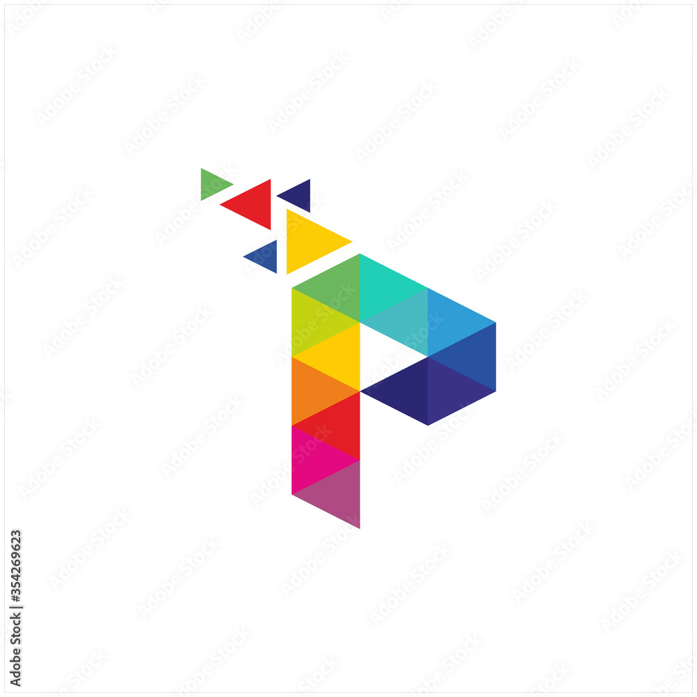 Vector logo design, simple and elegant digital P initials