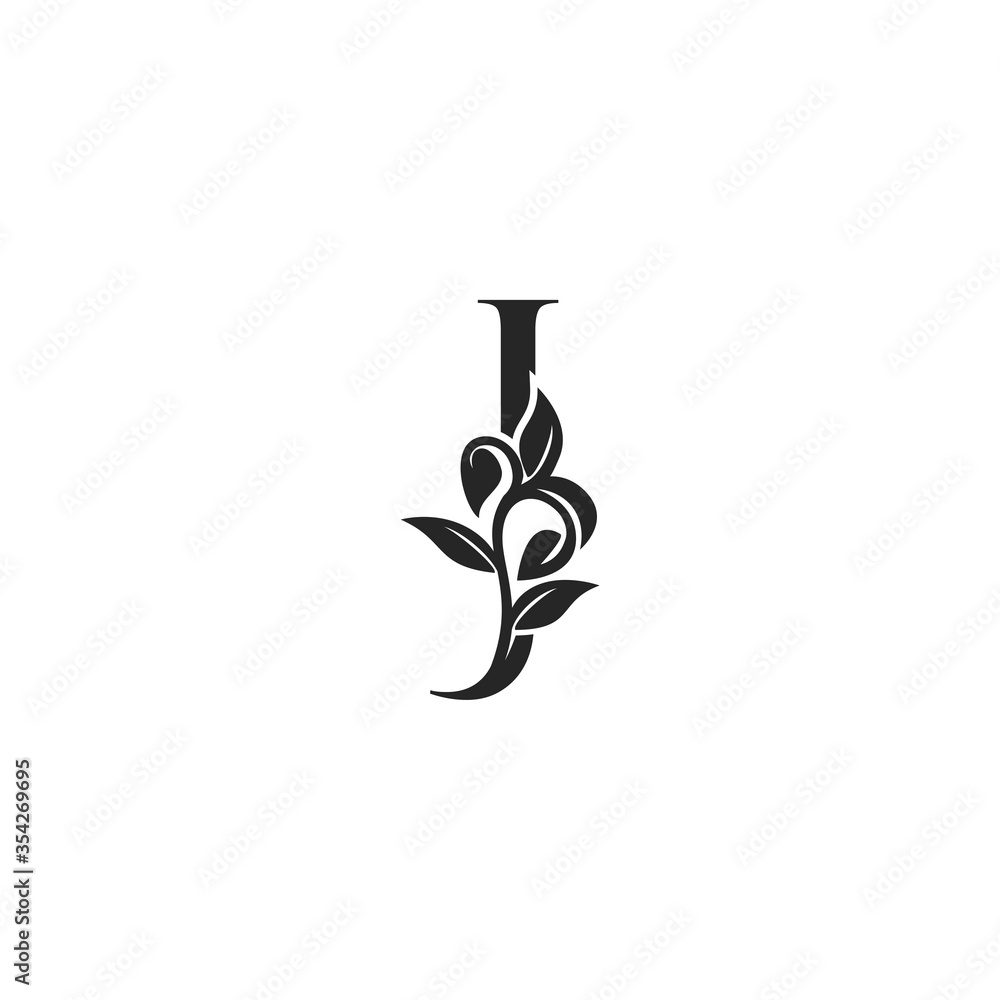 Monogram Nature Floral J Luxury Letter Logo Concept. Elegance black and white florist alphabet font vector design template. Monogram Nature Floral J Luxury Letter Logo Concept. Elegance black and white florist alphabet font vector design template.