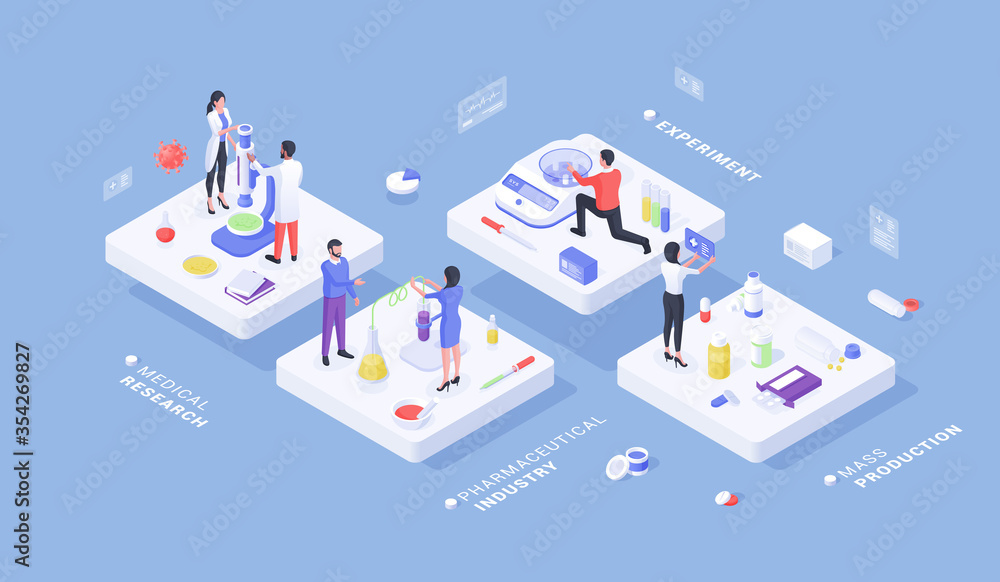 Isometric scientists doing medical research to find vaccine Isometric scientists doing medical research to find vaccine