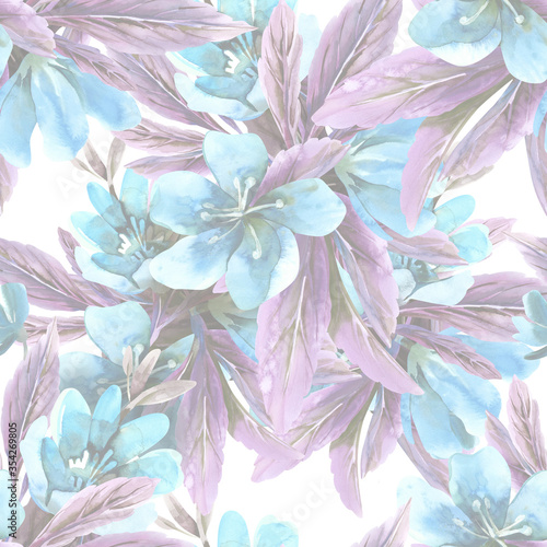 Seamless Pattern with Summer Flowers. Watercolor Design Template.