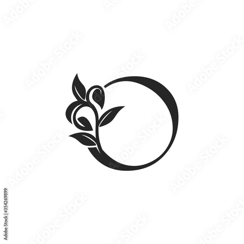 Monogram Nature Floral O Luxury Letter Logo Concept. Elegance black and white florist alphabet font vector design template.