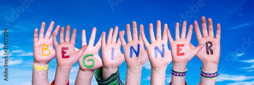 Fotografie Children Hands Building Colorful English Word Beginner