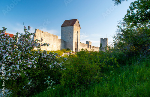 Spring sunrise over Visby city wall, Sweden