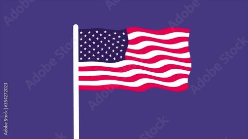 Animation of the flag of the United States of America developing in the wind