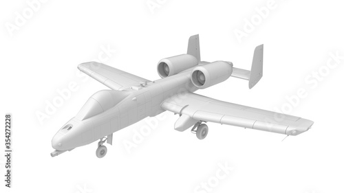 3D rendering of a warthog gun ship fighter airplane bomber isolated