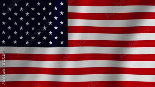 Animation of the flag of the United States of America developing in the wind.