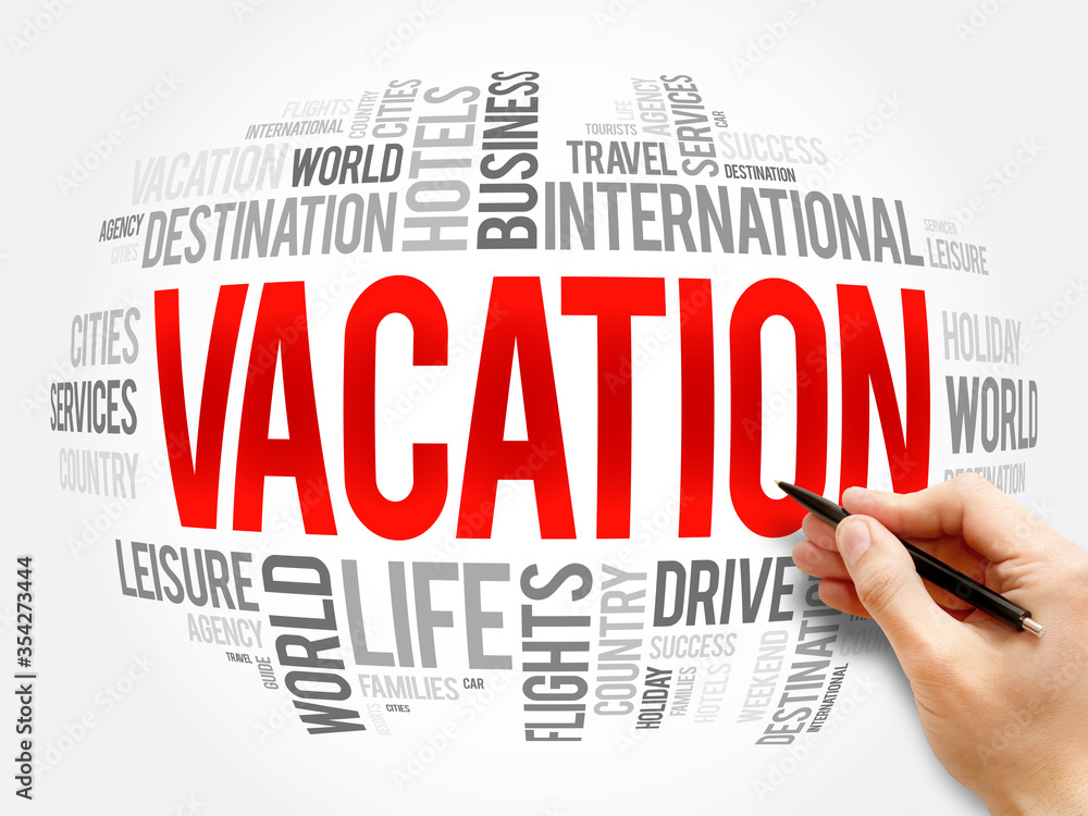 Vacation word cloud collage, travel concept Vacation word cloud collage, travel concept