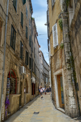 Fototapeta Naklejka Na Ścianę i Meble -  SPLIT, CROATIA - JUNE 15: Walking in old city in Split, Croatia on June 15, 2019.