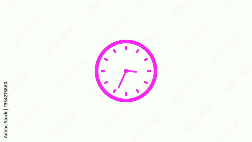 Pink clock animation on white background,Counting down clock icon Pink clock animation on white background,Counting down clock icon