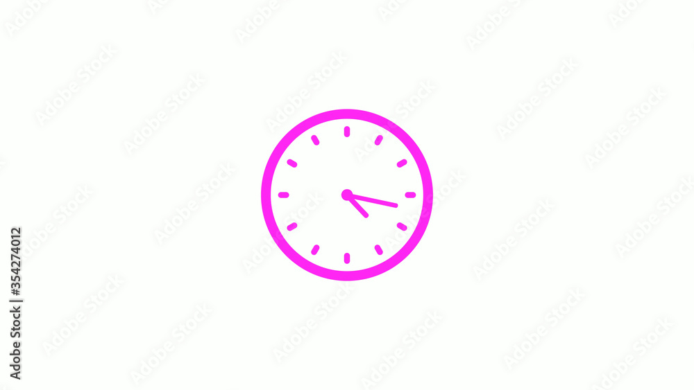 Pink clock animation on white background,Counting down clock icon Pink clock animation on white background,Counting down clock icon