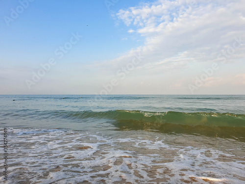 A warm summer morning on the coast of the Black sea. Anapa  Krasnodar region.