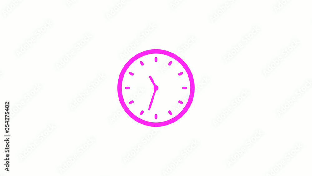 Pink clock animation on white background,Counting down clock icon Pink clock animation on white background,Counting down clock icon