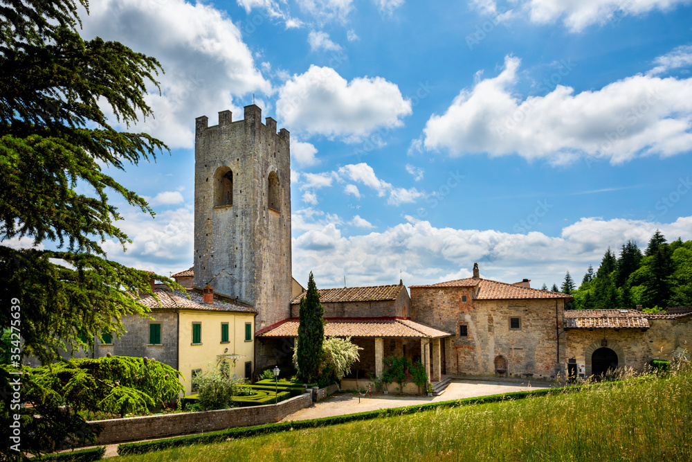 Old medieval abbey Badia a Coltibuono near Gaiole in Chianti, Italy