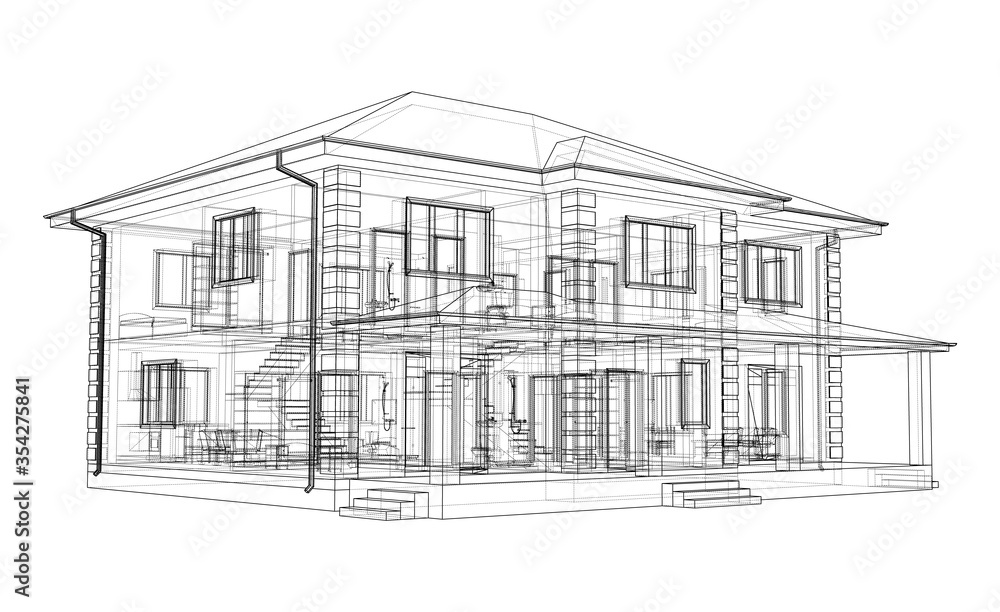 Abstract vector sketch of a house