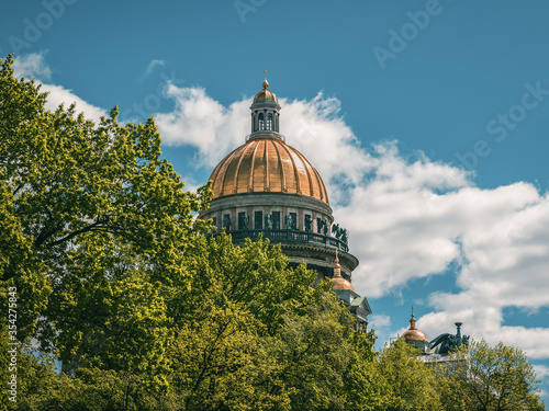 The summer scenic with Saint Isaac's Cathedral, iconic landmark in St. Petersburg, Russia