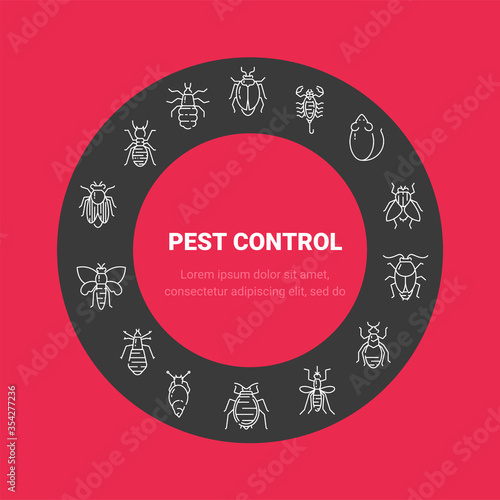Pest control icon set in linear style.