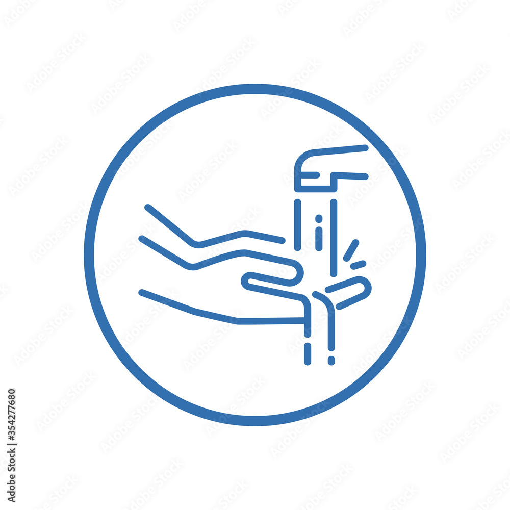 Wash hands icon, vector sign, flat style label