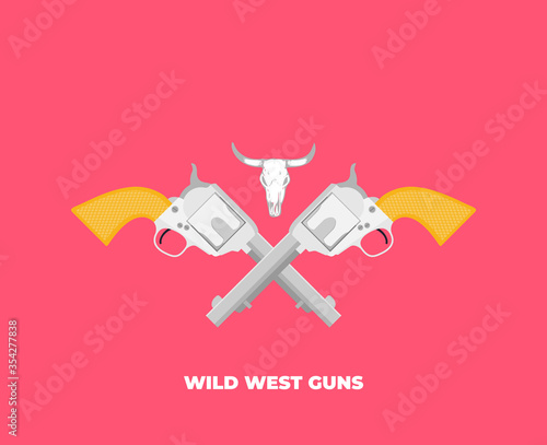 Flat vector illustration of antiquated American Gun.